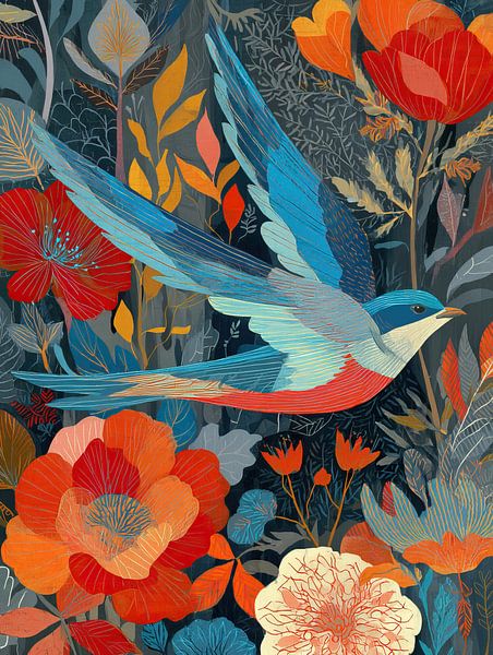 Oiseau volant | Couleurs d'oiseaux par Peinture Abstraite