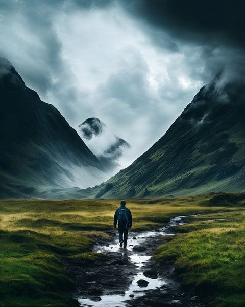 Mann im Canyon von fernlichtsicht