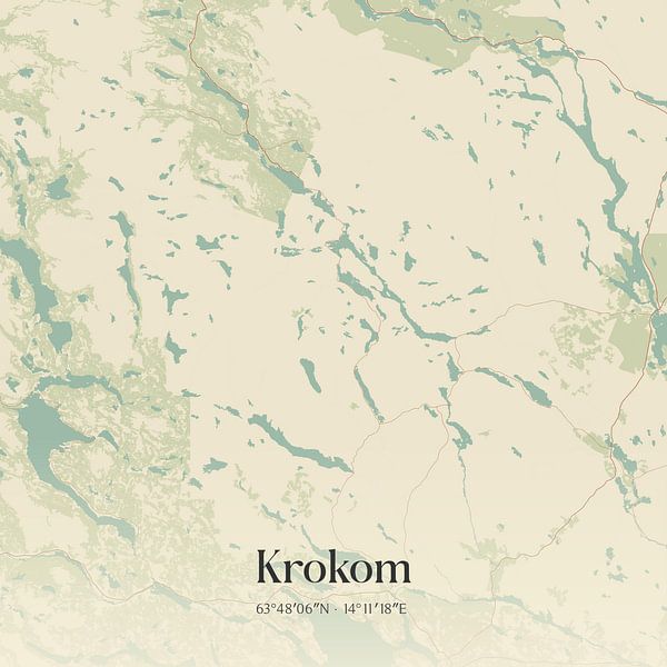 Alte Karte von Krokom, Schweden. von Ortsdrucke