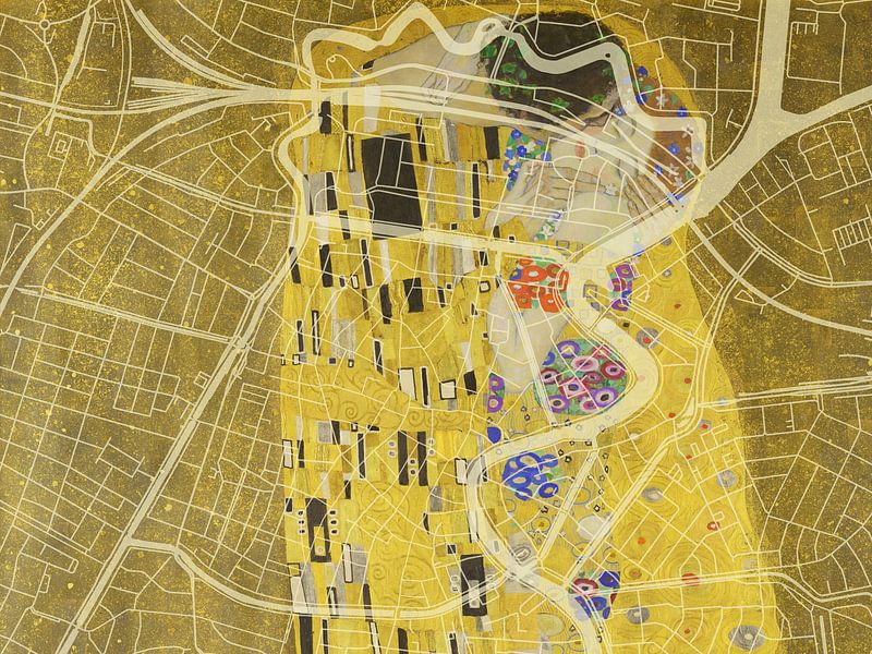 Carte de Haarlem Centrum avec le Baiser de Gustav Klimt par De Kaartenwinkel