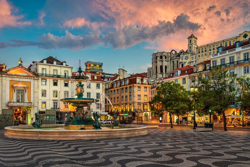 Place Rossio à Lisbonne, Portugal par Michael Abid