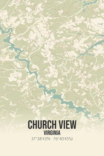 Carte d'époque de Church View (Virginie), USA. par Affiches de lieux