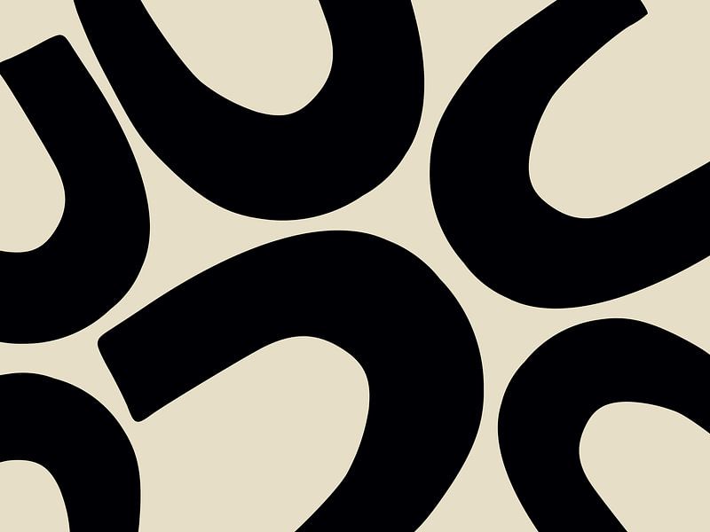 Rétro Vintage Abstraction Beige Noir par Mad Dog Art