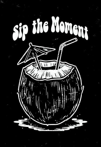 Kokosnuss Drink Kunstdruck, Tropische Sommerstimmung, Urlaub Wanddekoration von Artistic