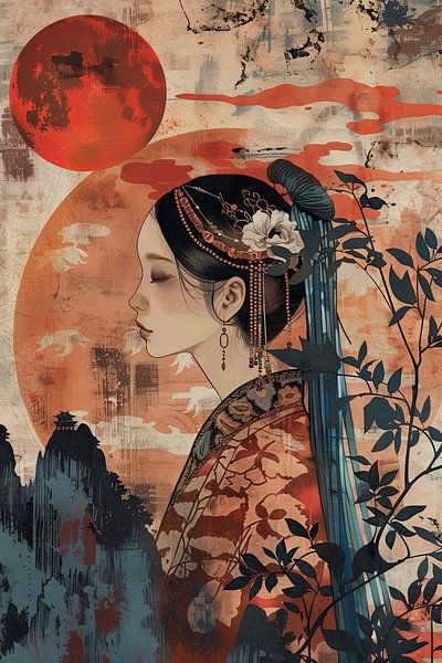 Belle jeune femme de style ukiyo par Poster Art Shop