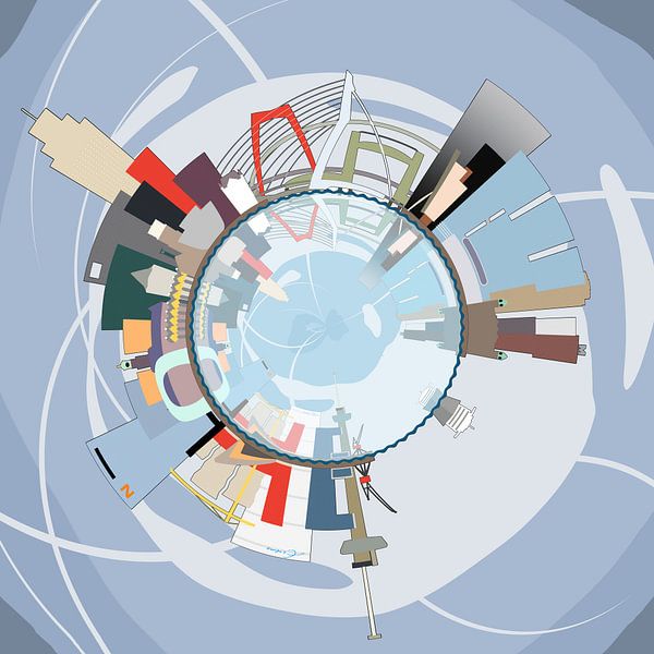 Bolpanorama Skyline Rotterdam van Frans Blok - foto's, kunst en andere wanddecoratie