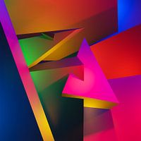 Abstracte compositie met kubistische piramide en 3d blokken