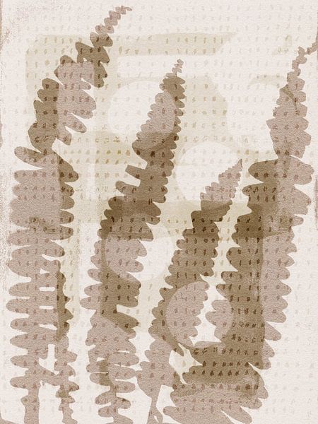 Échos floraux. Art botanique abstrait. Feuilles de fougère en beige, marron, blanc. par Dina Dankers