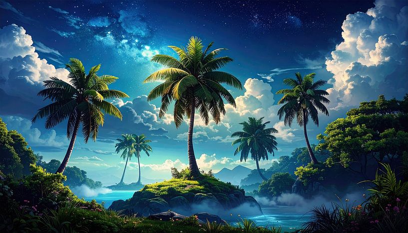 Dream landscape palm trees with clouds by Mustafa Kurnaz