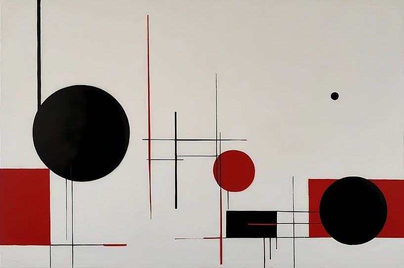 Jeu géométrique abstrait en noir et rouge par Art & Soul Creations