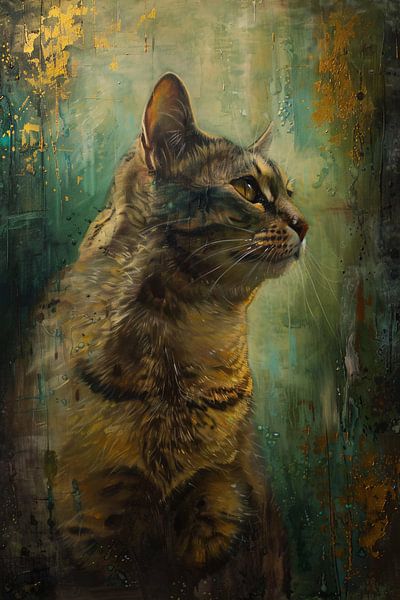 Chat élégant dans une peinture à l'huile colorée par Art & Soul Creations