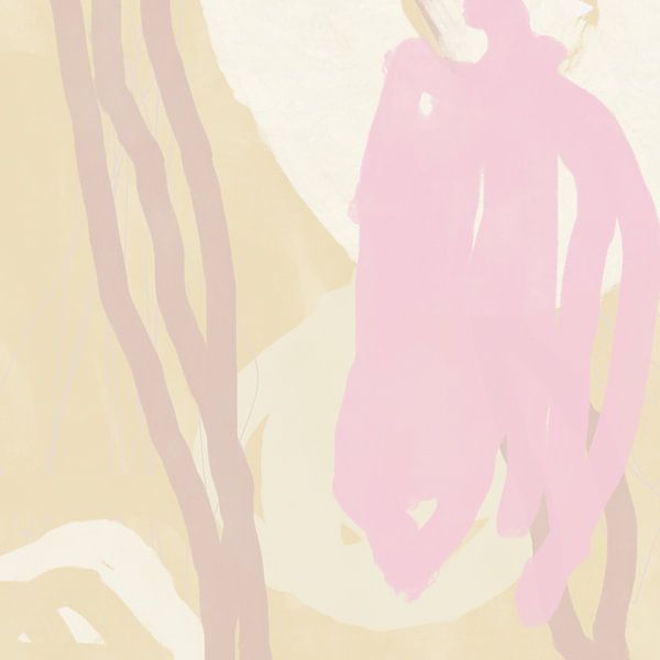 Abstrakte Malerei in Pastellfarben. Rosa, gelb, weiß und beige. von Dina Dankers