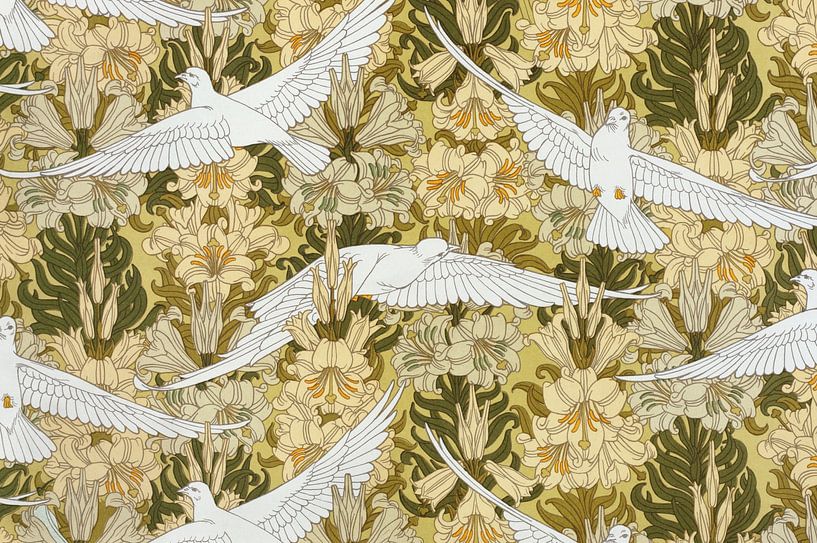 Tauben und Lilien, Maurice Pillard Verneuil von Meisterhafte Meister