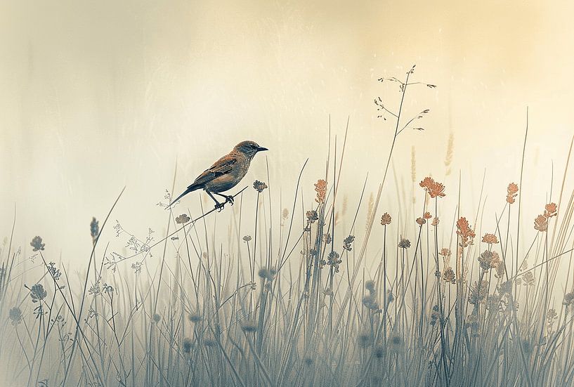 A Bird on Soft Grass by Karina Brouwer