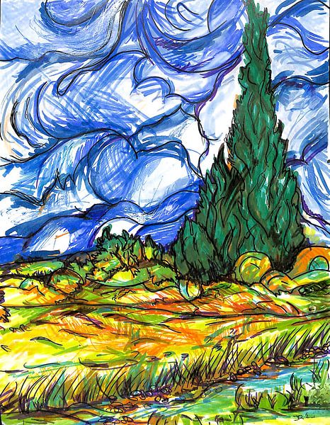 The cypress tree. Inspiration Vincent van Gogh ( 1 ) by Ineke de Rijk