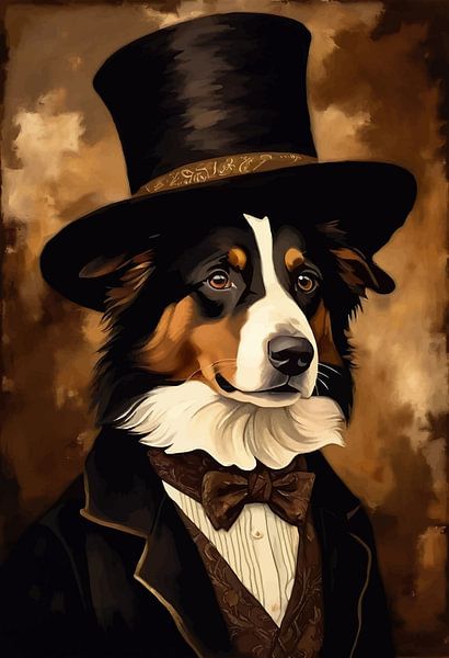 Chien border collie en robe victorienne par MIROKKU