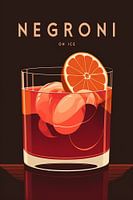 Es ist Zeit für Cocktails! Ein Negroni auf Eis wie ein altes Art-Déco-Poster