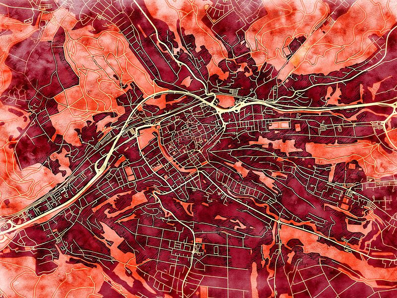 Map of Schwäbisch Gmünd with the style 'Amber Autumn' by Maporia