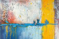 Abstract Painting - Blue Yellow Powerful and Modern