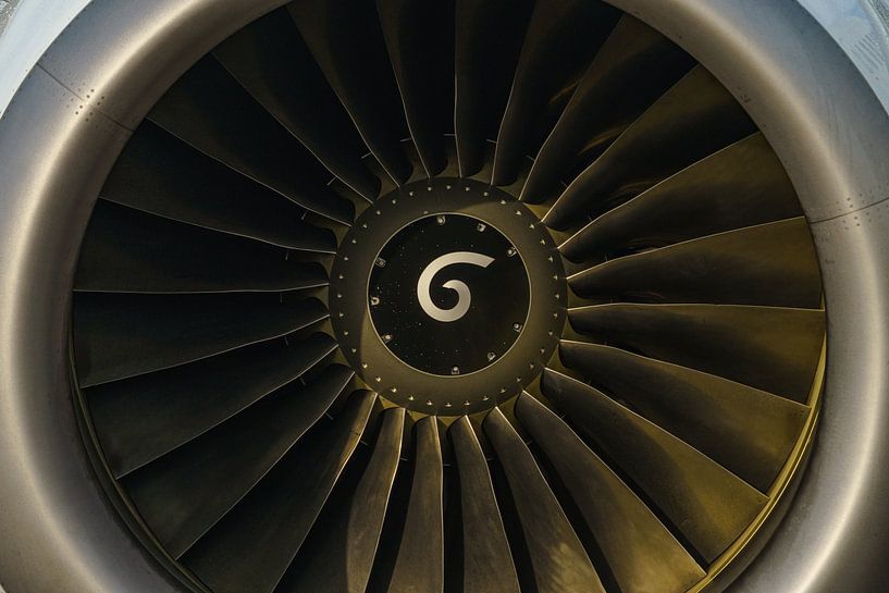 Air intake of a jet engine from a Boeing 737. by Jaap van den Berg