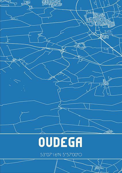 Blueprint | Carte | Oudega (Fryslan) par Affiches de lieux