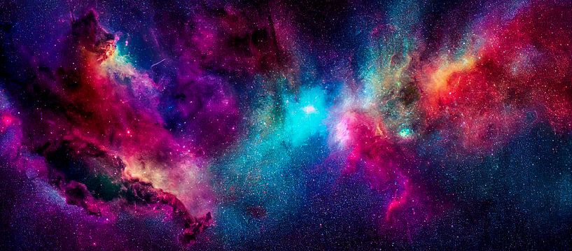 Panorama illustration of a galaxy nebula in universe 05 by Animaflora PicsStock