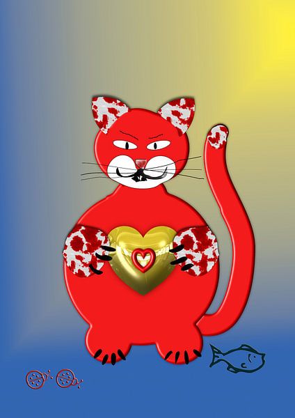 Kinderzimmerbild  -   Katze mit Herz by Roswitha Lorz