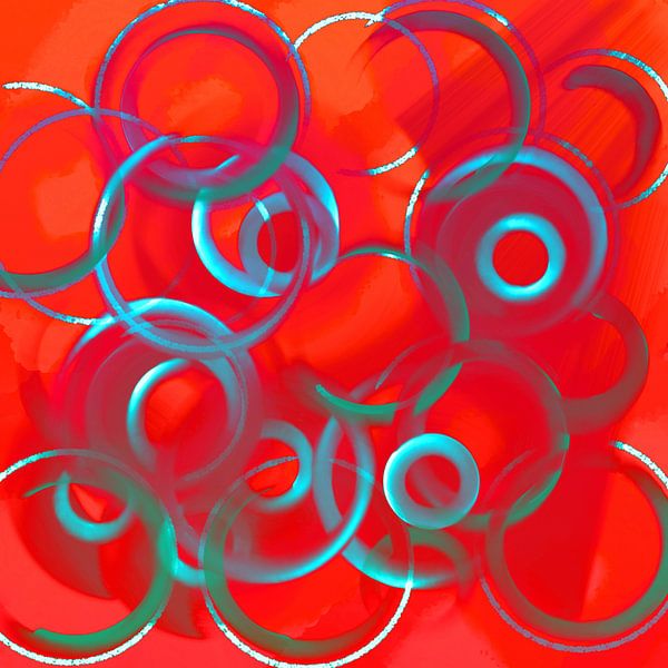 Cercles sur rouge par FRESH Fine Art