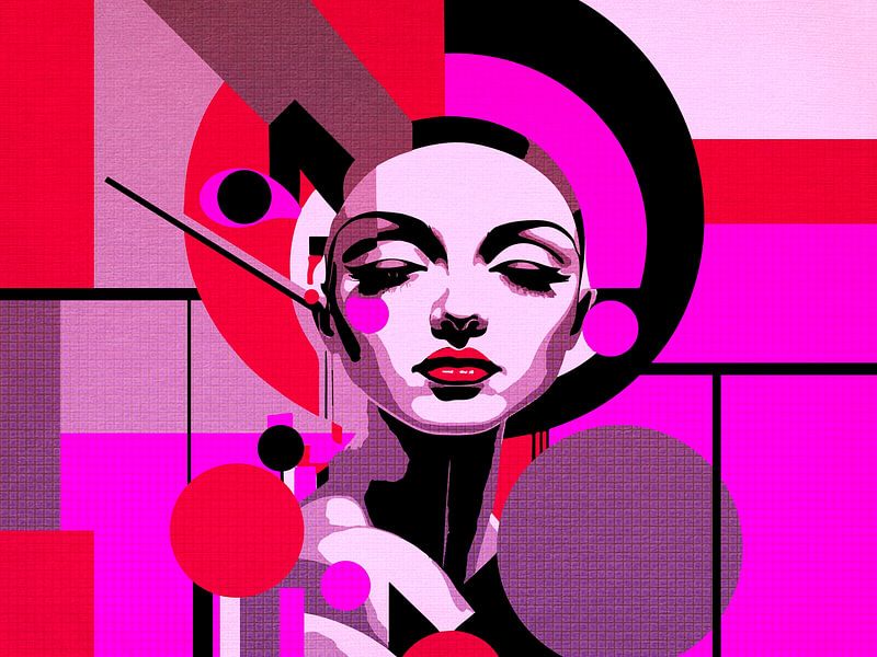 Madame Néon portrait surréaliste méditatif par Mad Dog Art