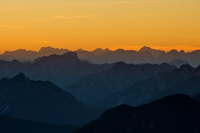 Coucher de soleil dans les montagnes slovènes par Gunther Cleemput