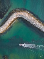 Fishing boat in the Portuguese Algarve on its way back to port
