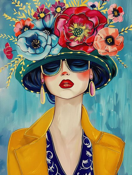 Portrait coloré &quot;Fashionista&amp;quot ; par Carla Van Iersel