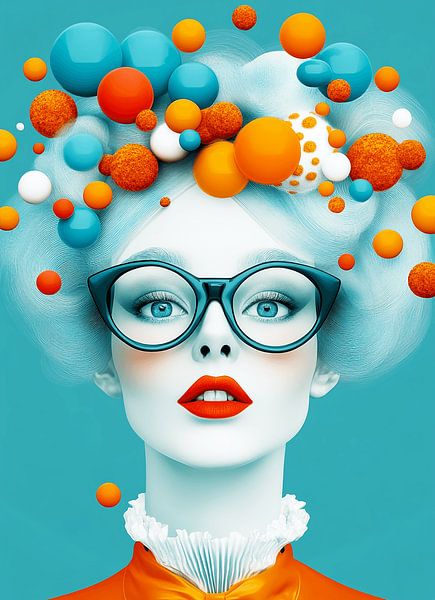 Blaue Träume und orangefarbene Flammen | Ein visuelles Fest der Pop-Art von Karina Brouwer