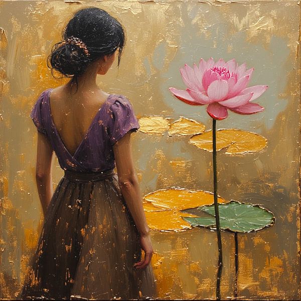 Ein indisches Mädchen mit Seerosen. von J.a Dijkstra
