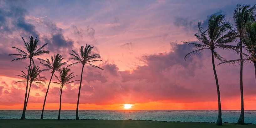 Sonnenaufgang am Strand von Kapaa, Kauai, Hawaii von Henk Meijer Photography