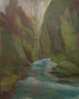 flowing river in primeval forest with rocks