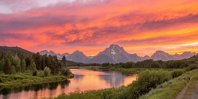 Oxbow Bend (Grand Teton) bei Sonnenuntergang von Kris Hermans