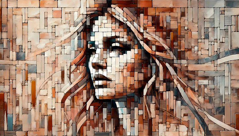 Work on the wall orderer : Abstract Wood mosaic by Sanne den Engelsman