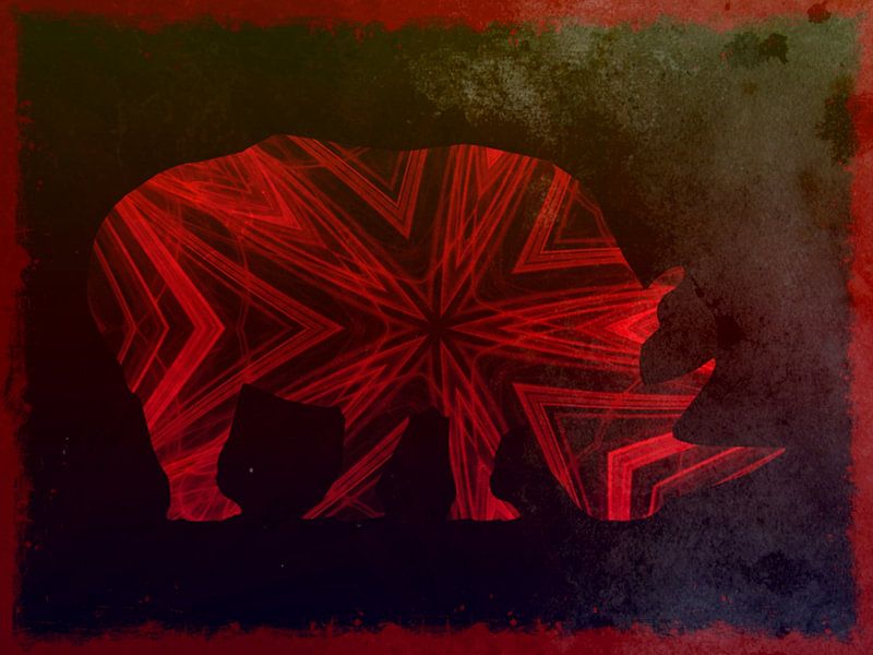 Eenzame Neushoorn Grunge Art von Nicky`s Prints