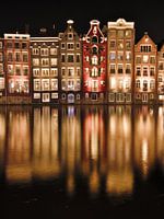 Amsterdam canal houses by night