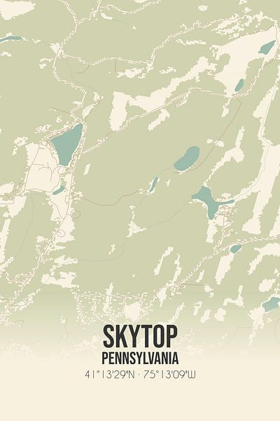 Alte Karte von Skytop (Pennsylvania), USA. von Ortsdrucke