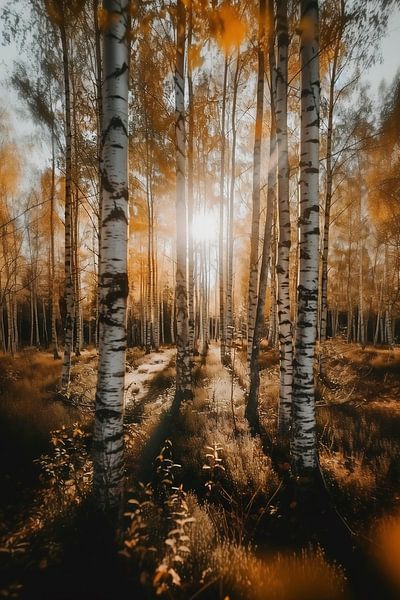 Autumn forest in golden light by fernlichtsicht