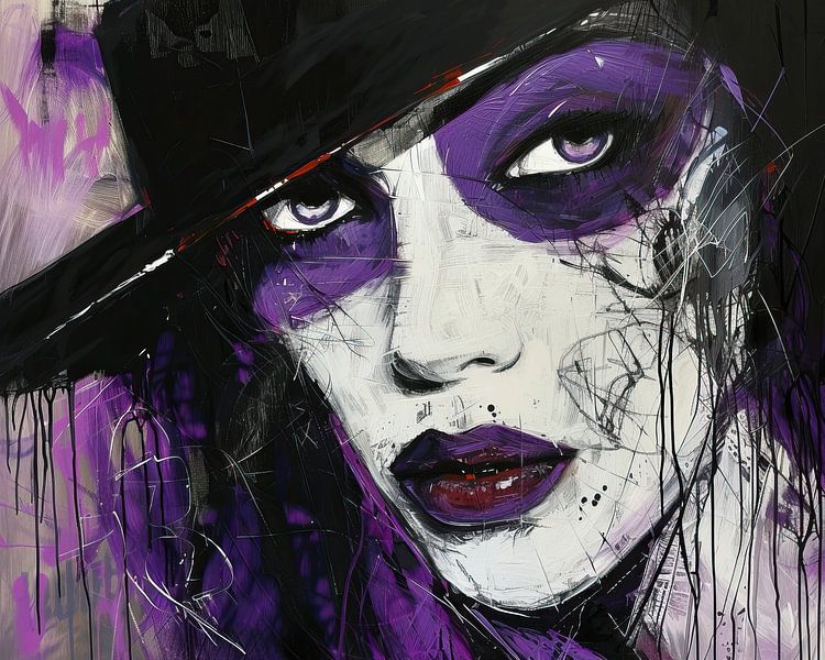 Peinture moderne de portrait féminin | Regard mystérieux par Caprices d'Art