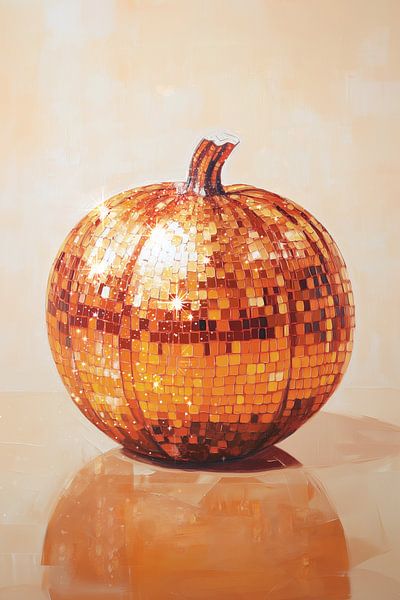 Disco Ball Pumpkin by Melloi Art Prints