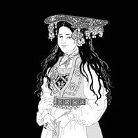 Porträt einer jungen Frau mit einer norwegischen Hochzeitskrone