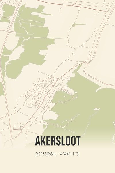 Alte Karte von Akersloot (Nordholland) von Ortsdrucke