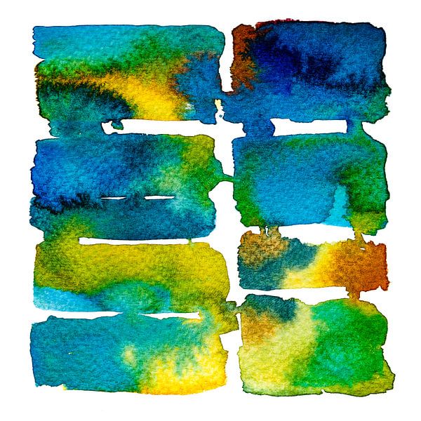 Tropische Vibes | Abstracte Aquarel schilderij van WatercolorWall