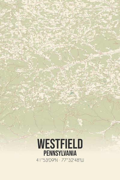 Alte Karte von Westfield (Pennsylvania), USA. von Ortsdrucke