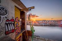 Betonwerk bei Sonnenuntergang