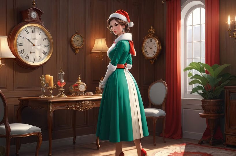 beautiful girl with santa claus costum by hisam colours